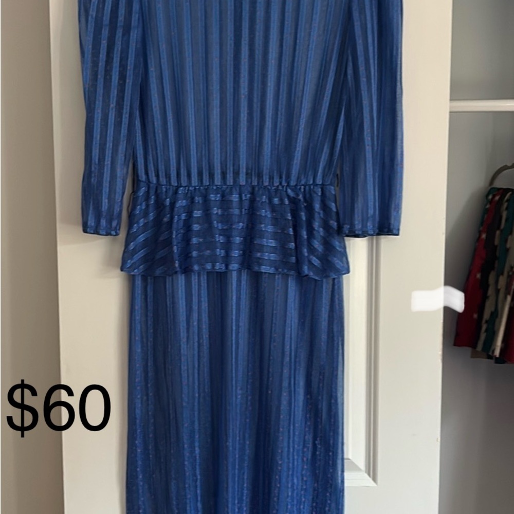 Elegant Blue Striped Dress